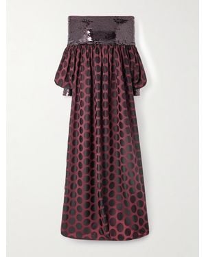 Dima Ayad Sequin-Embellished Polka-Dot Poplin Gown - Purple