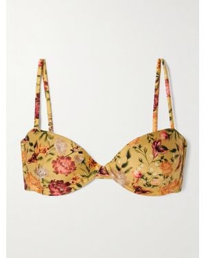 Agua Bendita Magdalena Paramo Floral-Print Recycled Underwired Bikini Top - Natural