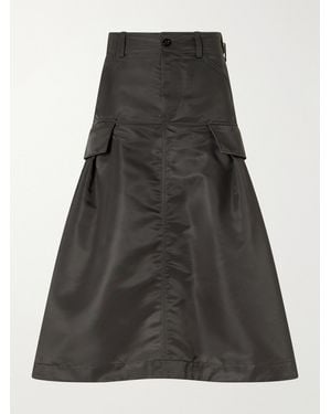 Sacai Cargo Pleated Nylon-Twill Midi Skirt - Black