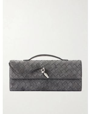 Bottega Veneta Intrecciato Suede Clutch - Grey