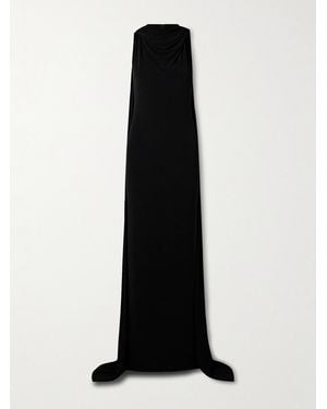 Brandon Maxwell The Presley Cape-Effect Draped Stretch-Jersey Gown - Black