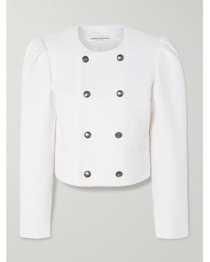 Alessandra Rich Double-Breasted Bouclé-Tweed Jacket - White