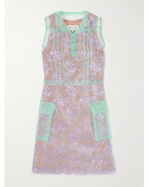 Maison Margiela Layered Organza And Lace Midi Dress - Multicolour