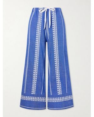 lemlem Desta Straight-Leg Cotton Pants - Bleu