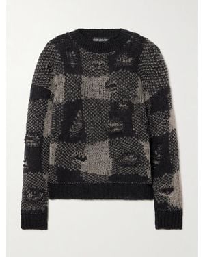 Our Legacy Sonar Strickpullover Mit Karomuster Und Distressed-Details - Schwarz