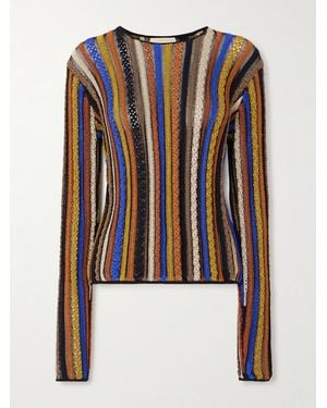 Ulla Johnson Ardith Striped Textured-Knit Jumper - Blue