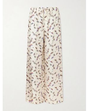 Gucci Printed Silk-Satin Wide-Leg Pants - Natural