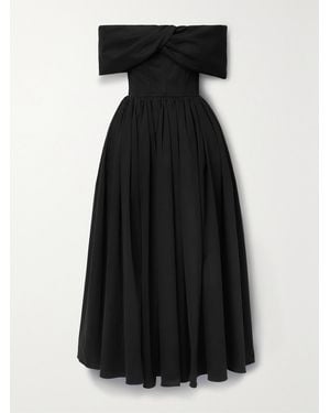 Brandon Maxwell Blaise Off-The-Shoulder Cotton-Blend Poplin Midi Dress - Black