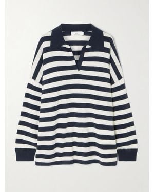arch4 Victoria Oversized Striped Cashmere Polo Sweater - Blau