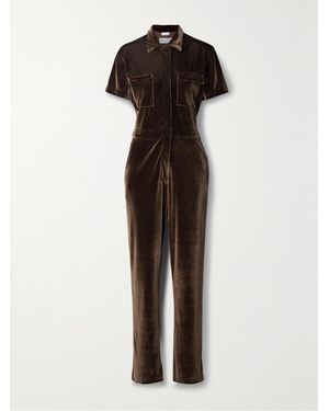 Rivet Utility Worker Velvet Jumpsuit - Brown