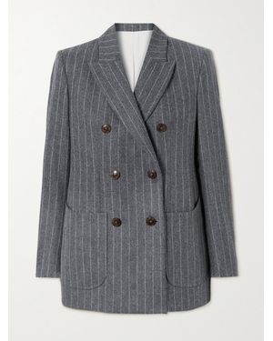Fortela Brandy Double-Breasted Pinstriped Wool Blazer - Gray