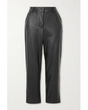 Commando Cropped Faux Leather Straight-Leg Trousers - Grey