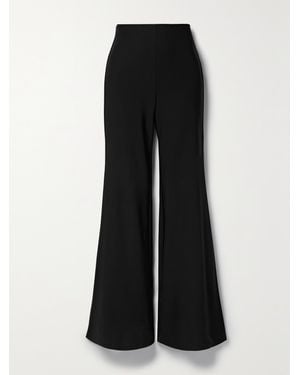 La Ligne Velvet-Trimmed Stretch-Cady Flared Trousers - Black