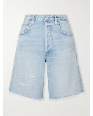 Citizens of Humanity Ayla Frayed Denim Shorts - Blue