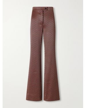 Giuliva Heritage The Laura Slim-Fit Diamond-Jacquard Stretch-Jersey Flared Trousers - Brown