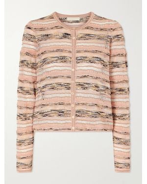 Ulla Johnson Mia Striped Pointelle-Knit Cardigan - Natural