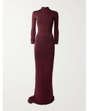 Alaïa Jersey Mock-Neck Gown - Rot