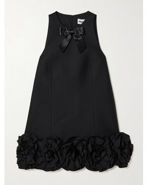 ShuShu/Tong Appliquéd Bow-Embellished Twill Mini Dress - Black