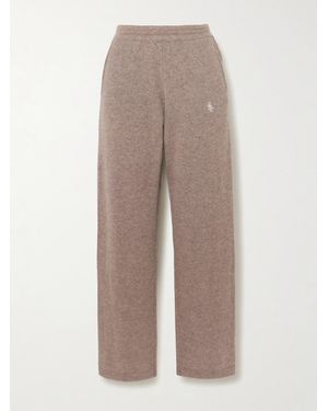Sporty & Rich Src Embroidered Cashmere And Wool-Blend Trousers - Natural