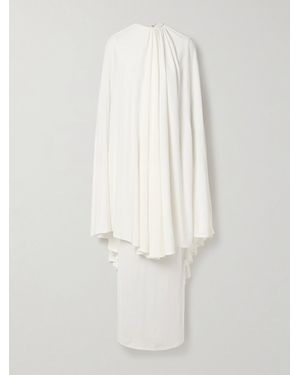 Marie Adam-Leenaerdt Cape-Effect Layered Gathered Crepe-Jersey Maxi Dress - White