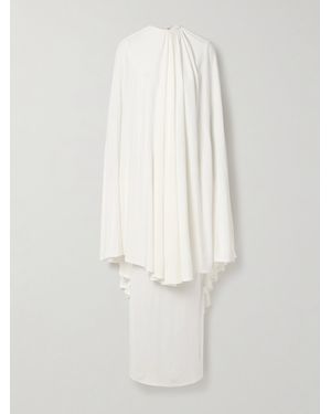 Marie Adam-Leenaerdt Mehrlagiges Maxikleid Aus Crêpe-Jersey Mit Cape - Weiß