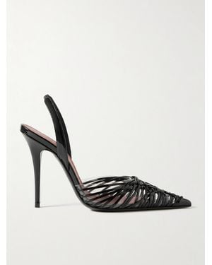 AMINA MUADDI Lori Sling Patent-Leather And Pvc Slingback Court Shoes - Black