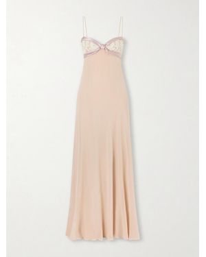 Valentino Garavani Lace- And Satin-Trimmed Silk-Georgette Gown - White