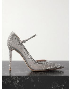 Gianvito Rossi Rania 95 Suede-Trimmed Crystal-Embellished Organza Court Shoes - Grey