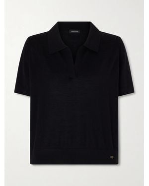 Anine Bing Polohemd Aus Einer Merinowoll-Kaschmirmischung - Schwarz