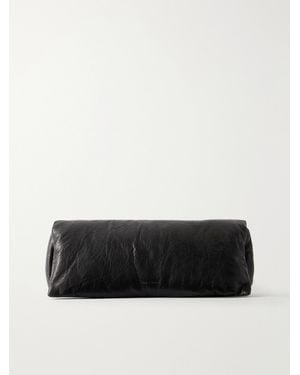 Rick Owens Baguette Logo-Debossed Crinkled Leather Clutch - Black