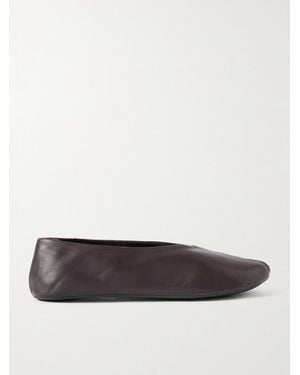 The Row Stella Shearling-Lined Leather Ballet Flats - Brown
