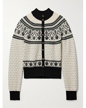 KHAITE Marc Intarsia Cashmere-Blend Cardigan - Natural