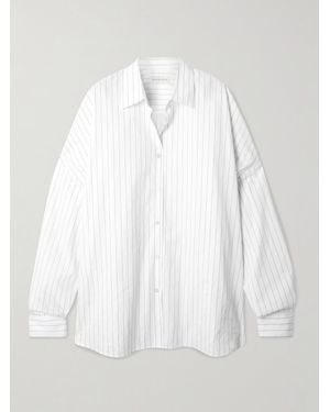 Dries Van Noten Chemise Oversize En Popeline De Coton À Fines Rayures - Blanc