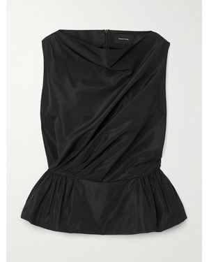 Simone Rocha Draped Taffeta Peplum Top - Black