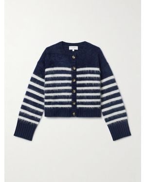 La Ligne Cardigan En Cachemire Brossé À Rayures - Bleu