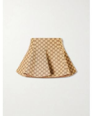 Gucci Logo-Jacquard Cotton-Blend Mini Skirt - Natural