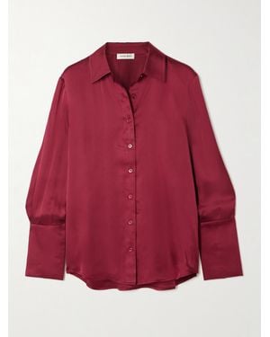 Anine Bing Amanda Silk-Blend Satin Blouse - Red