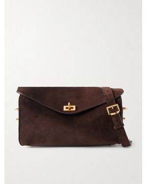 Balenciaga Le 7 Suede Shoulder Bag - Brown