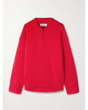 La Ligne Orson Cashmere Polo Jumper - Red