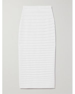 Alaïa Layered Stretch-Knit Midi Skirt - White