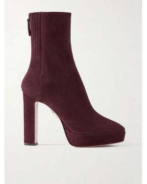Aquazzura Martine 110 Suede Ankle Boots - Purple