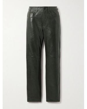 Blazé Milano Emera Snake-Effect Leather Straight-Leg Trousers - Green