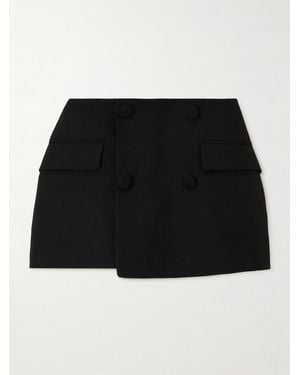 Balmain Wrap-Effect Button-Embellished Wool Shorts - Black