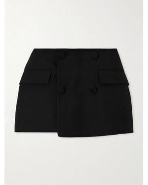 Balmain Shorts Aus Wolle Mit Wickeleffekt Und Zierknöpfen - Schwarz