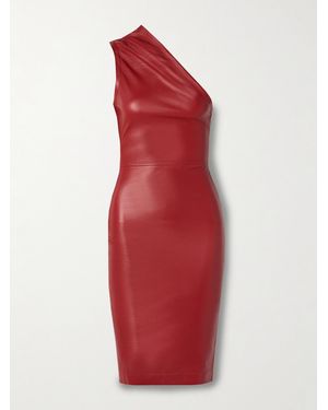 Ludovic de Saint Sernin Melrose One-Shoulder Leather Dress - Red
