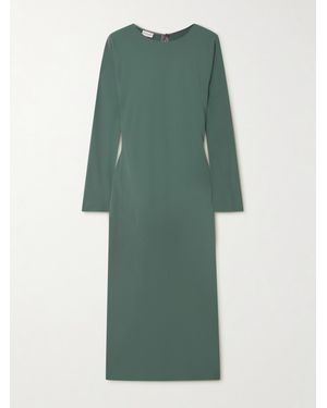 Dries Van Noten Panelled Crepe De Chine Midi Dress - Green