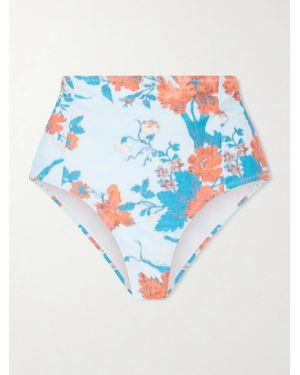 Erdem Floral-Print Bikini Bottom - Blue