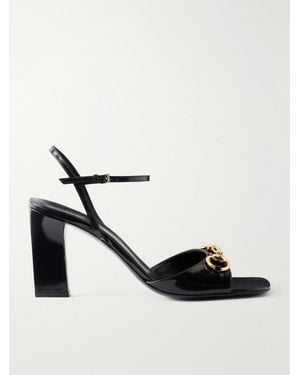 Gucci Logo-Embellished Leather Sandals - White