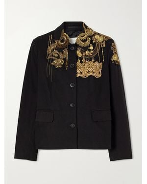 Dries Van Noten Embellished Embroidered Cotton-Twill Jacket - Black