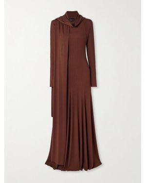 Cortana Velora Scarf-Detailed Stretch-Jersey Maxi Dress - Brown